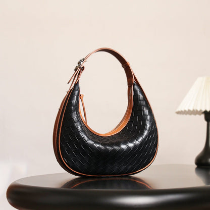 Design Niche Genuine Leather Bag Women's Woven Tiny Trek