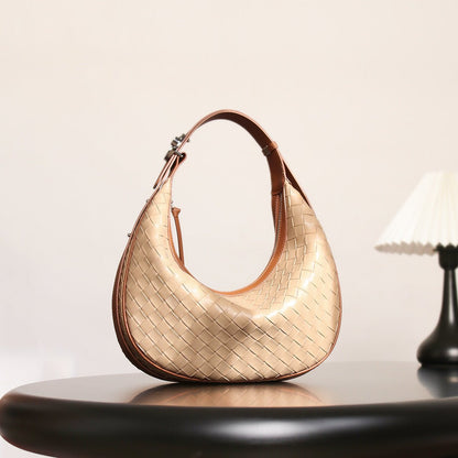 Design Niche Genuine Leather Bag Women's Woven Tiny Trek